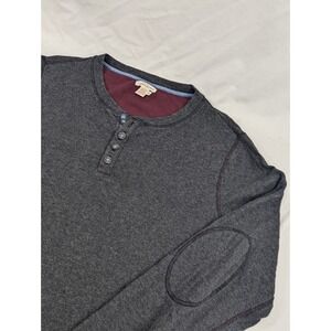 Carbon 2 Cobalt Henley Shirt Men XL Gray 2 Button Long Sleeve Layer Cotton